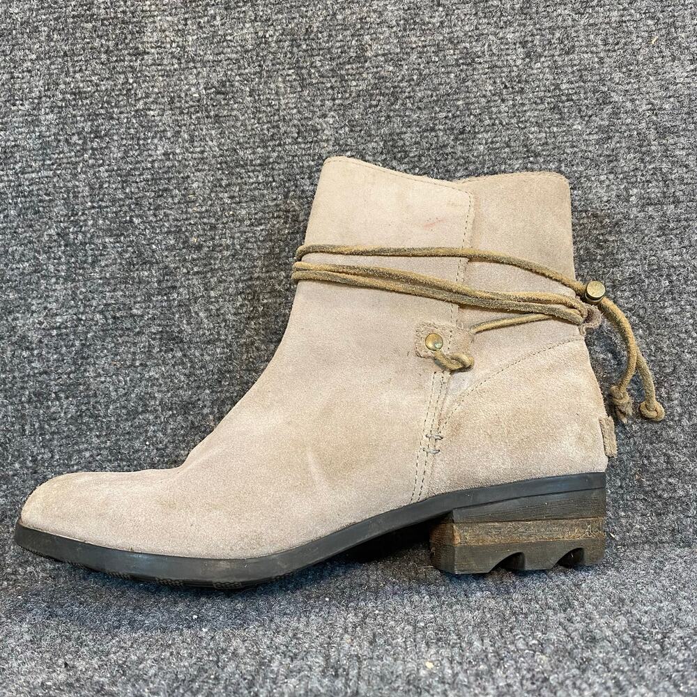 SOREL Farah Taupe Suede Tassel Riding Ankle Boots Womens 9 Slip On Waterproof
